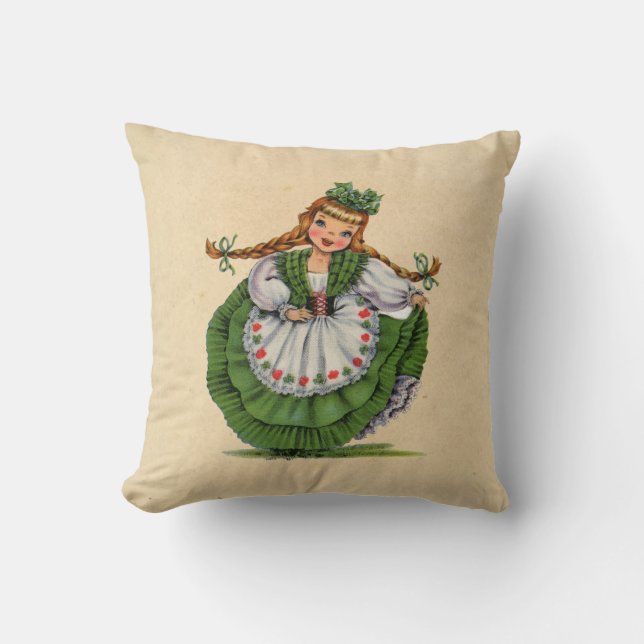 Coussin Robe traditionnelle vintage irlandaise fille (Recto)