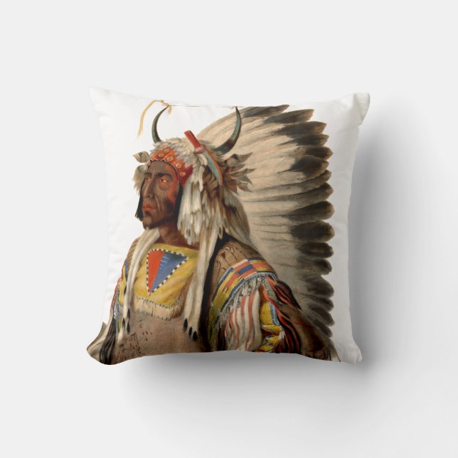 Coussin Robe tribale de tête de chef indien de Natif (Recto)