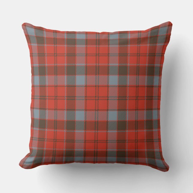 Coussin Robertson Patiné Tartan Plaid Motif rouge  (Recto)