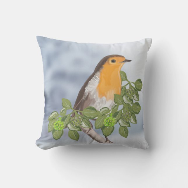 Coussin Robin de Noël traditionnel et Ivy (Recto)