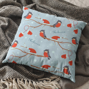 Coussin Robins d'hiver sur les branches d'arbres Jote Moti