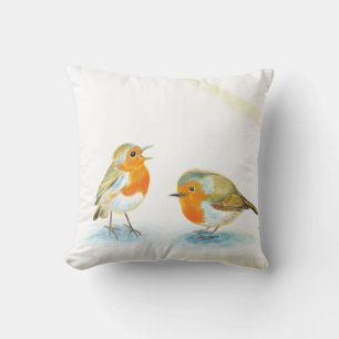 Coussin Robins rouges en hiver