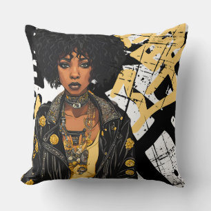 COUSSIN ROCHE DE BEAUTÉ URBAINE N ROLL GRAFITTI JAUNE NOIR