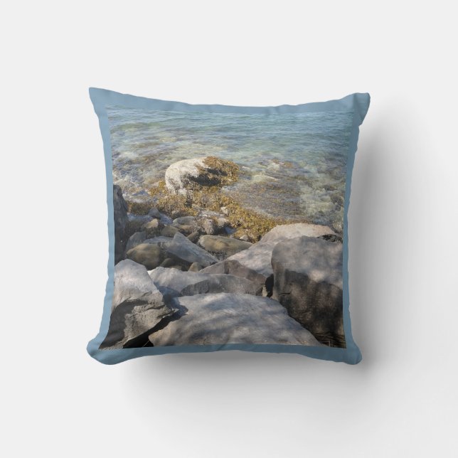 Coussin Rochers de rivage à l'eau limpide Cool (Recto)