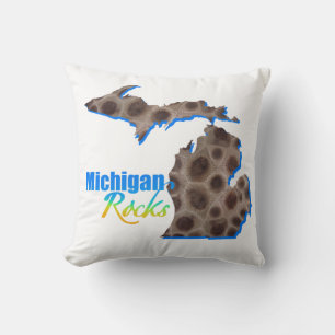 Coussin Roches du Michigan   motif de pierre Petoskey