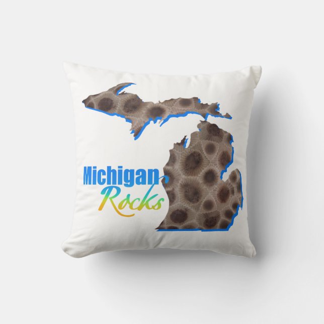 Coussin Roches du Michigan | motif de pierre Petoskey (Recto)
