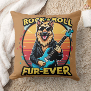 Coussin Rock and Roll German Shepherd'Art Retro Sunset