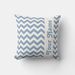 Coussin Rock Blue Safari Chevron avec texte personnalisé