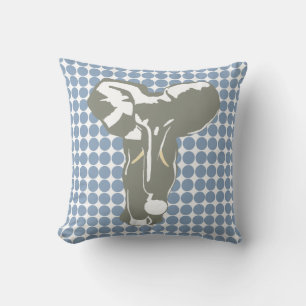 Coussin Rock Blue Safari point avec Pop Art Elephant