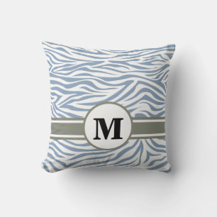 Coussin Rock Blue Safari Zebra avec Monogramme