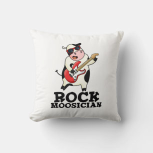 Coussin Rock Moosician Funny Cow Musicien Pun