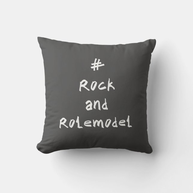 Coussin #RockandRolemodel - Blanc. (Recto)