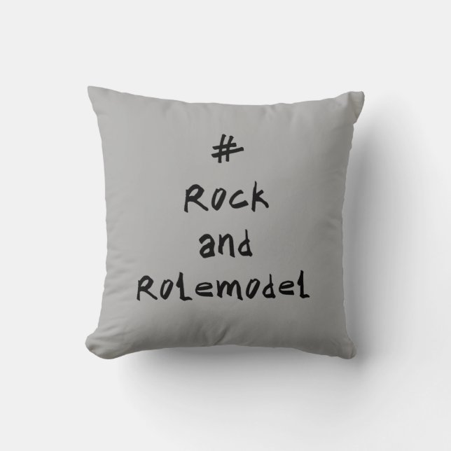 Coussin #RockandRolemodel - Noir. (Recto)