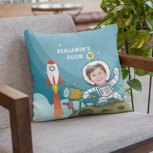 Coussin Rocket Astronaut Space Suit Custom Photo Kids Room