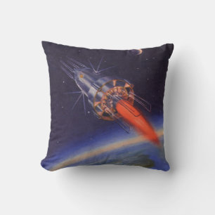 Coussin Rocket de science-fiction vintage dans l'espace su