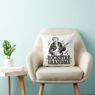 Coussin Rockstar Grandma - Design musical amusant et rétro