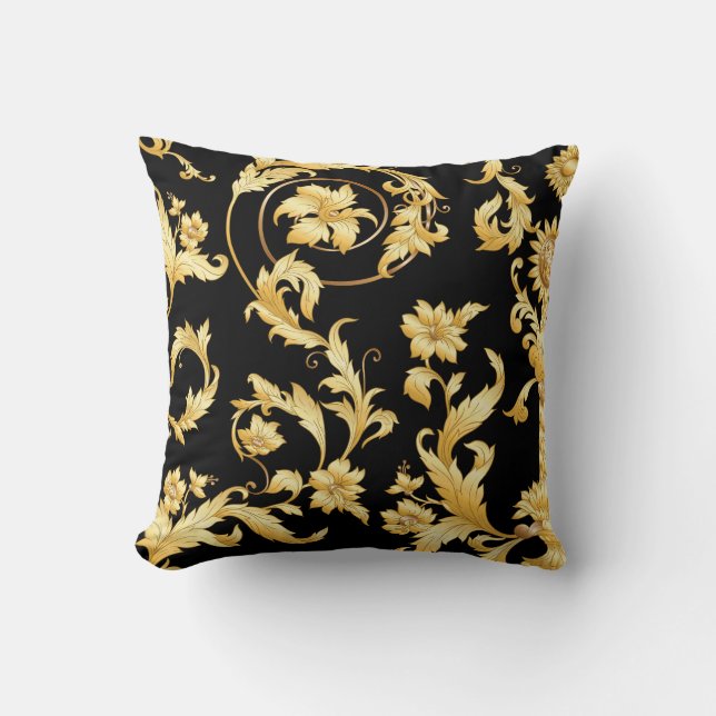 Coussin Rococo baroque, motif floral victorien. (Recto)
