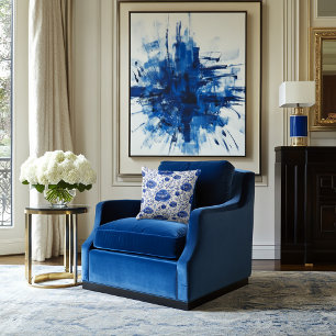 Coussin Rococo Blue Floral Elégance