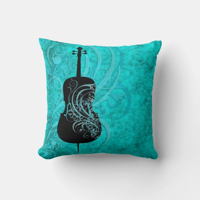 Coussin rococo turquoise de violoncelle (Recto)