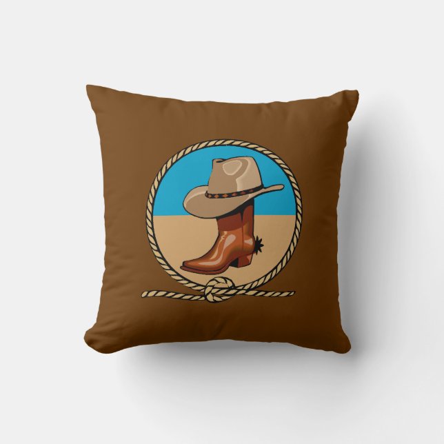 Coussin Rodéo à double face Bottes et Casquette Cowboy Bro (Recto)