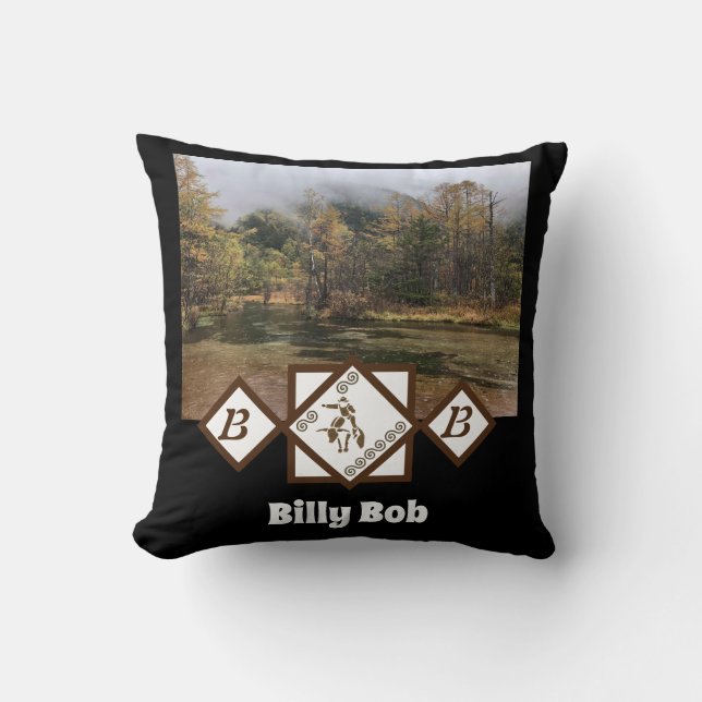 Coussin Rodeo Bull Rider et Longhorn Monogram Photo (Recto)