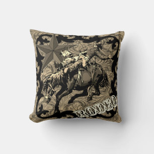 Coussin Rodeo Cowboy Bareback Bronc Rider Jeter l'oreiller