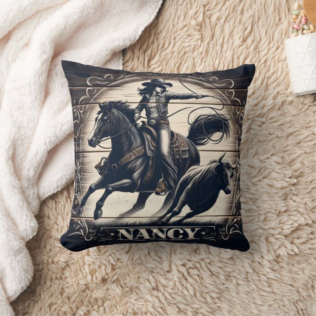 Coussin Rodeo Cowgirl à la pointe du soleil (Couverture)