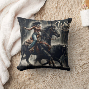 Coussin Rodeo Rider à la recherche d'un taureau au coucher