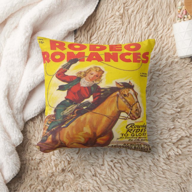 Coussin Rodéo Western Rodéo Cowgirl Roping Rodéo Romance (Couverture)
