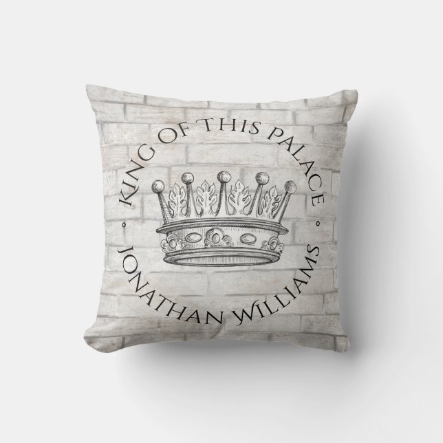 Coussin Roi de ce palais Couronne avec nom (Recto)
