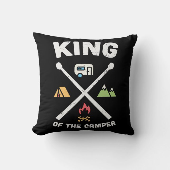Coussin Roi Du Camper Drôle Camping Slogan (Recto)