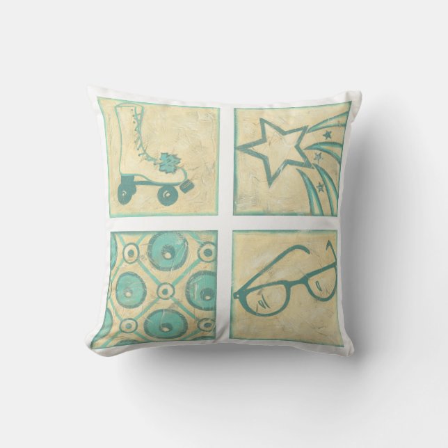 Coussin Roller Rink Woodblock Dessin de Chariklia Zarris (Recto)