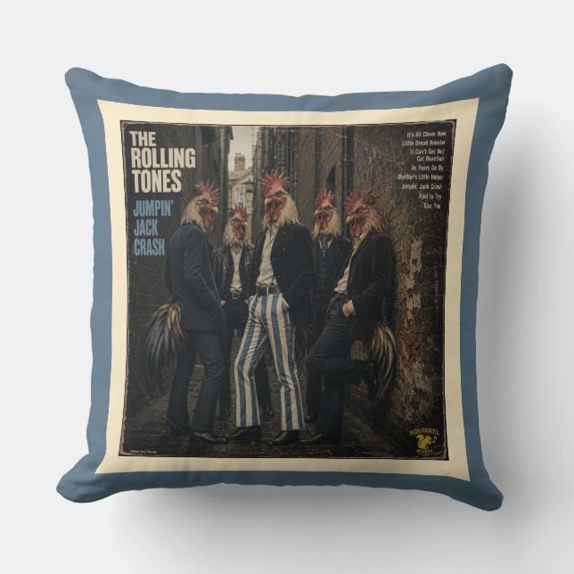 Coussin Rolling Tones : une parodie (Recto)