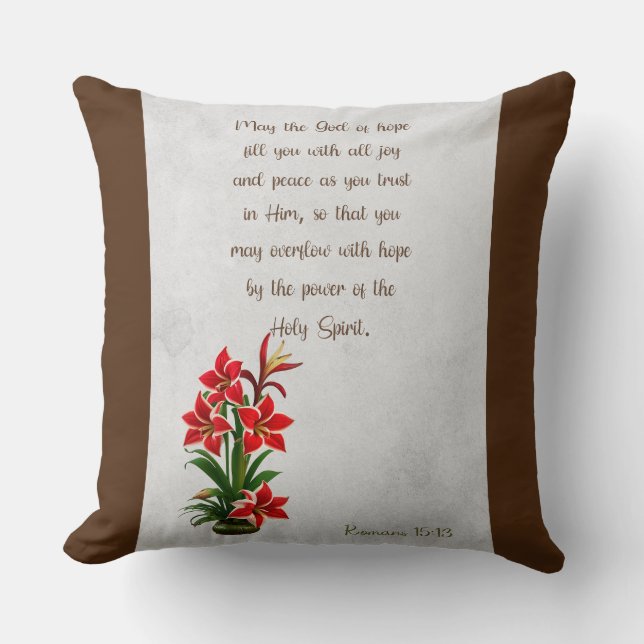 Coussin Romains15:13 Que Dieu vous remplisse de joie Jeter (Recto)
