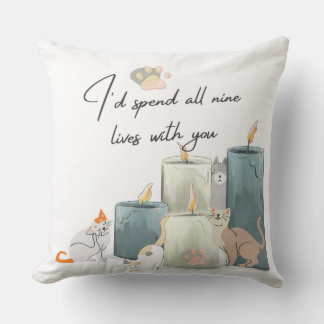 Coussin "Romantic Cat-Themed Decorative Pillow Design"