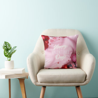 Coussin Romantic "Happy Valentine's Day" Rose 