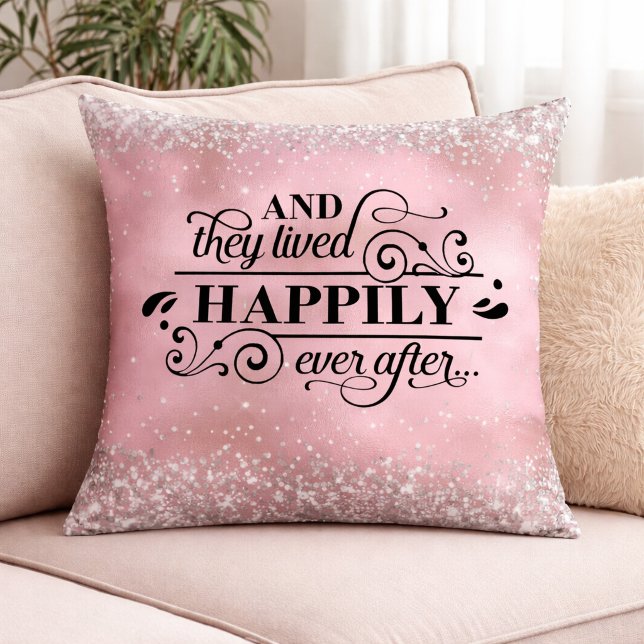 Coussin Romantic Pink Glitter Wedding Love Quote (Créateur téléchargé)
