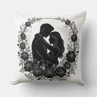 Coussin ​Romantic Silhouette Couple Rose Wreath Pillow