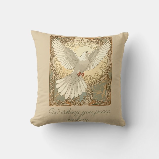 Coussin Romantically Nostalgic Peace Dove Greeting Card (Recto)