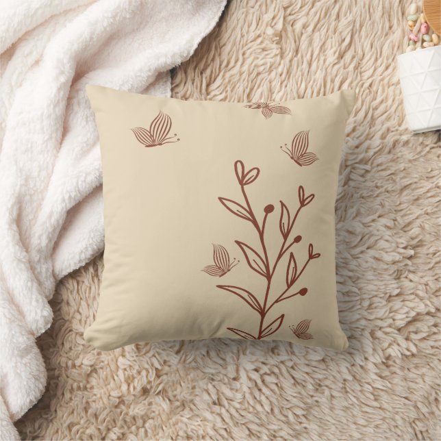 Coussin Romantique élégant floral terracotta (Couverture)