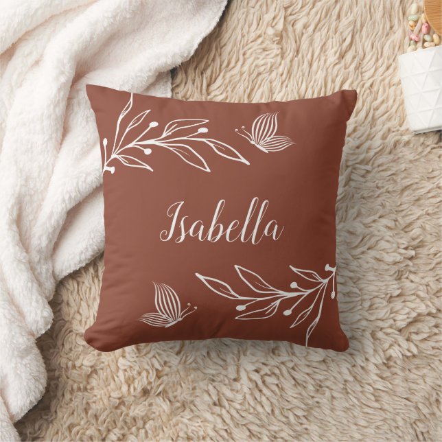 Coussin Romantique élégant floral terracotta (Couverture)