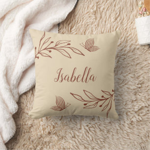Coussin Romantique élégant floral terracotta