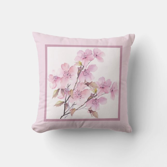 Coussin - romantique fleurie, fleur, fleur de ceri (Recto)