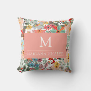 Coussin Romantique Floral doux rose vert pêche classique