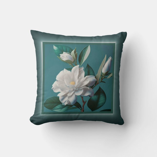 Coussin - romantique floral, fleur, magnolia (Recto)