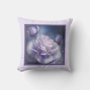 Coussin - romantique floral, fleur rose, rose blan