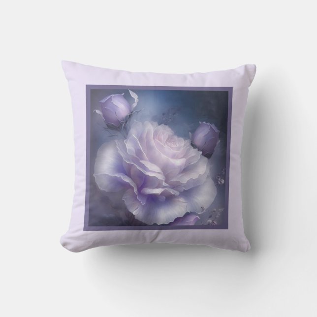 Coussin - romantique floral, fleur rose, rose blan (Recto)