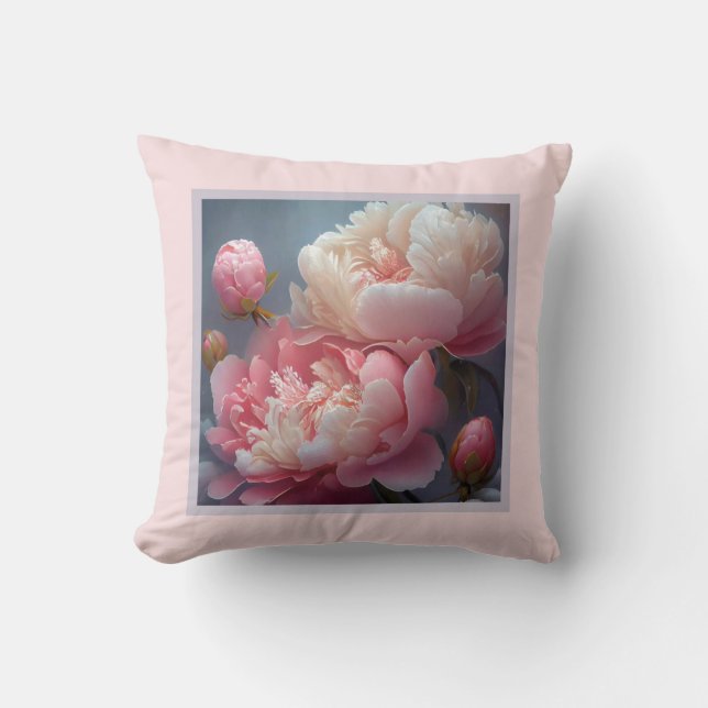 Coussin - romantique florale, fleur de pivoine, pa (Recto)