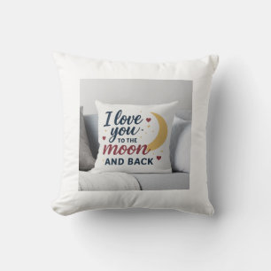 Coussin romantique "Je t'aime à la Lune et au fond