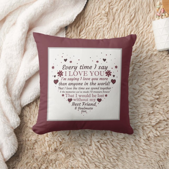 Coussin romantique poème d'amour Anniversaire mot art (Couverture)